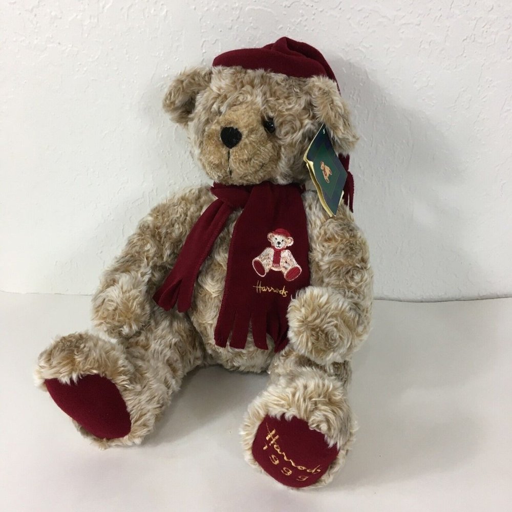 Harrods Knightsbridge 1999 Christmas Bear Plush Toy Stuffed Animal 13" Dated Tag